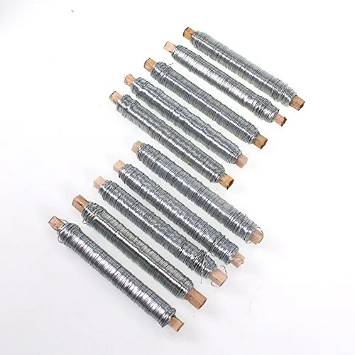 N/A 10 Rollen Wickeldraht verzinkt Silber Blumendraht Bindedraht a 100g 0,65mm 1kg