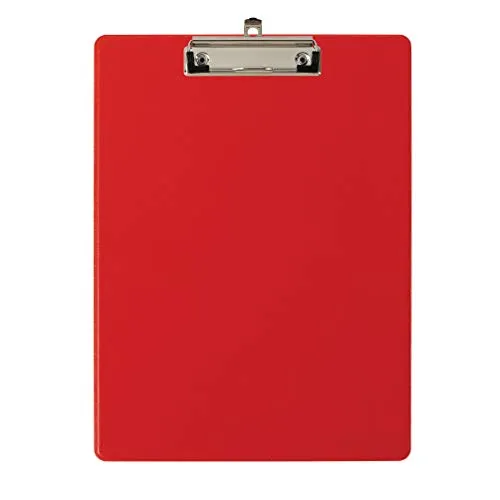 Original Falken 10er Pack Klemmbrett-Pocketclip. Made in Germany. Mit stabilem Pappkern und Kunststoffbezug für DIN A4 mit Tasche am Rücken rot ideal für Inventur und Lagerwirtschaft