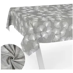 ANRO Tischdecke aus Stoff mit Blumen Pflanzen wasserabweisend Tischtuch Tischwäsche (Einzelstück 1-tlg), mit Acryl Beschichtung grau eckig | 140 cm x 100 cm x 0.31 mm