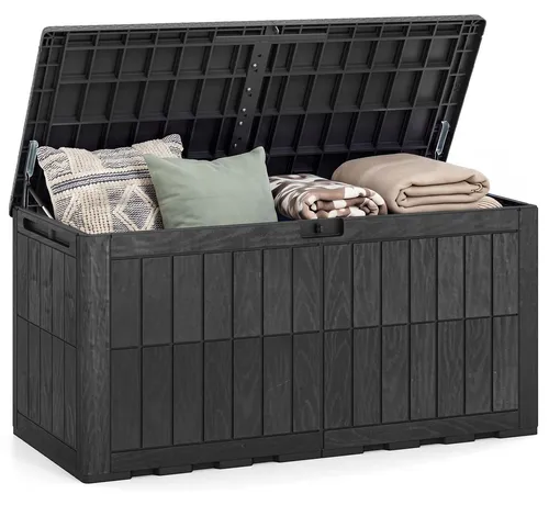 COSTWAY Gartenbox 455L – Wetterfeste 2-in-1 Auflagenbox & Gartenbank