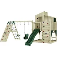 OutdoorToys Spielturm Finn mit Babyschaukel Dunkelgrün - Entdecke den OutdoorToys Spielturm Finn für kreative Abenteuer im eigenen Garten! Mit integrierter Babyschaukel in Dunkelgrün für sicheren Schaukelspaß. Stundenlanges Spielen und Entdecken garantiert!