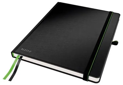 Leitz Notizbuch Complete 44740095 - Liniert, A5, Schwarz - Notizbuch für iPad, 80 Blatt, mit Kunstledereinband, Gummibandverschluss und praktischen Innentaschen. Hergestellt aus nachwachsenden Rohstoffen.