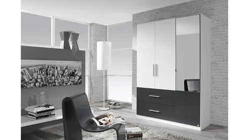 rauch Kleiderschrank Alvor, weiß/graumetallic in schwarz von Rauch