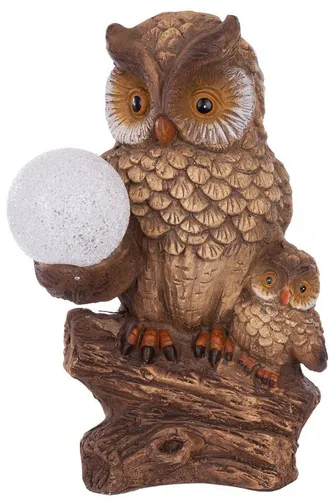 Wohnando LED Dekoobjekt Eule mit Schneekugel - Leuchtende Eule mit Schneekugel, ideal für stimmungsvolle Abende im Garten oder auf der Terrasse. Verleiht deinem Außenbereich eine magische Atmosphäre.