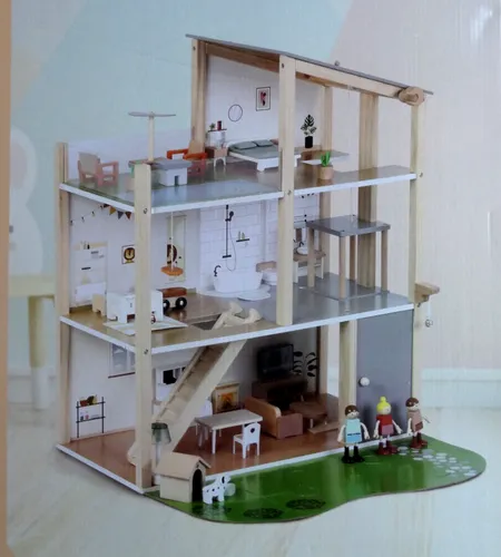 Playland Holz Puppenhaus XXL – Modernes Spielzeughaus