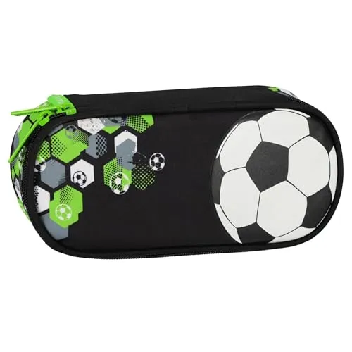 sarcia.eu Federmäppchen, Schule, Beutel, Fußball, für Jungen, Schwarz-grünes 5x22x10cm (Fußball Fächer)