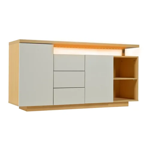 Multifunktionales Sideboard, Länge 140 cm, weiß und Holzimitat
