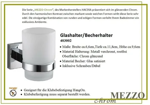 Mezzo Chrome Becherhalter/ Glashalter / Zahnbecher mit Halterung / Becher