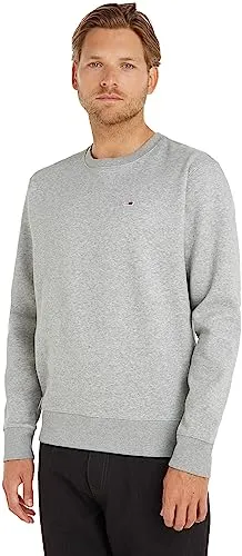 Tommy Jeans Herren Sweatshirt TJM Regular ohne Kapuze, Grau (Light Grey Heather), 3XL