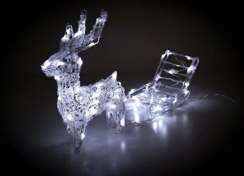 Bubble-Store Weihnachtsfigur Rentier mit Schlitten in weiß von Bubble Store