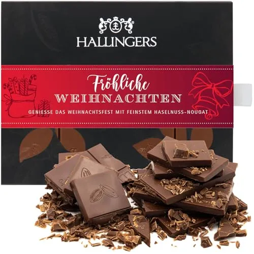 Hallingers Genuss Manufaktur Vollmilch Edel-Schokolade mit Haselnuss-Nougat - handgemacht, alkoholfrei|Made in Bayern