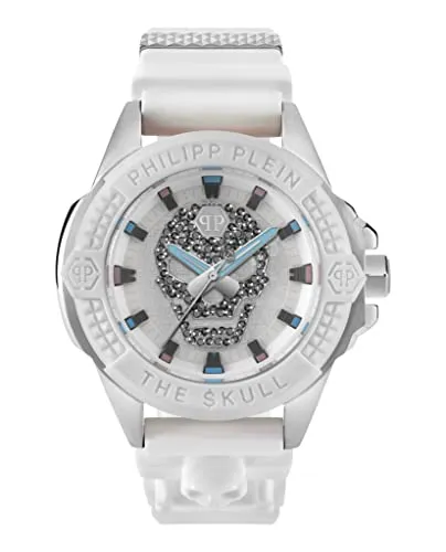 Philipp Plein Watch PWAAA1521 - Exklusive Herren Uhr - Armbanduhren für Herren, edles Edelstahl-Gehäuse, auffälliges Totenkopf-Zifferblatt mit Kristallen, perfekt für stilbewusste Männer.