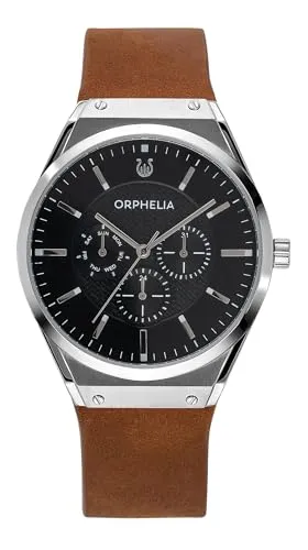Orphelia Herren Multi Zifferblatt Uhr Saffiano mit Echtleder Armband Braun