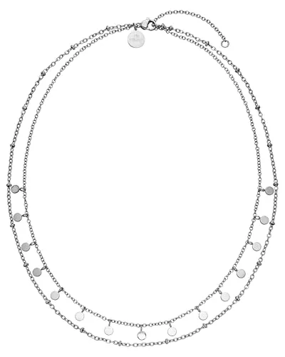 Purelei® Plain Kette – Doppelreihige Halskette mit Kügelchen & Coin-Anhängern - Ketten für Damen, doppelreihiges Design mit verstellbarer Länge von 40–50 cm für vielseitige Tragemöglichkeiten und eleganten Layering-Look.