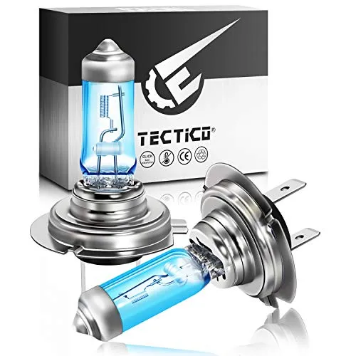 TECTICO H7 Halogen Birne 12V 55W Warmweiß +130% Ultra Heller Fernlicht Abblendlicht Tagfahrlicht Auto Motorrad Lampe Ersatz, 2 Stücke