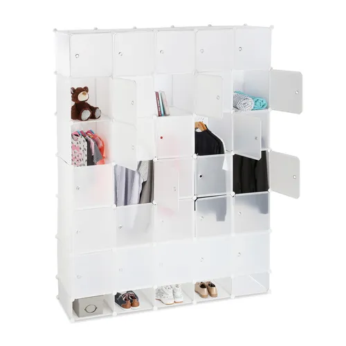 XXL Kleiderschrank Steckschrank aus Kunststoff - Kleiderschrank mit 25 Fächern und Kleiderstange, ideal für optimale Wäscheaufbewahrung, modern und platzsparend.