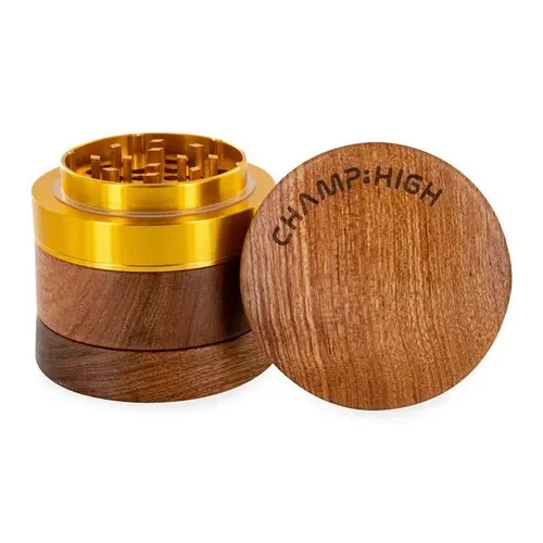 1x Champ High Aluminium/Holz-Kräutermühle 4-teilig