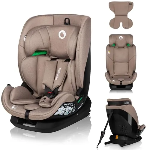 LIONELO LAVENDER I-SIZE Kinderautositz - Kindersitz für 76-150 cm, konform mit R129 i-Size Standard, bietet maximalen Schutz durch EPS-verstärkte Kopfstütze und ist einfach mit ISOFIX zu montieren.