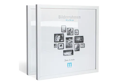 M MERCEO Bilderrahmen, 2er Set 30x30cm Bilderrahmen in weiß (MDF, Acrylglas, Wandhalterung)
