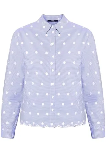 zero Damen Bluse mit Streifen und Stickerei – Figurbetont und Elegant