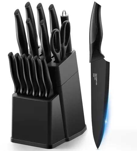 Messerblock Set 15-teilig Edelstahl mit Wetzstahl
