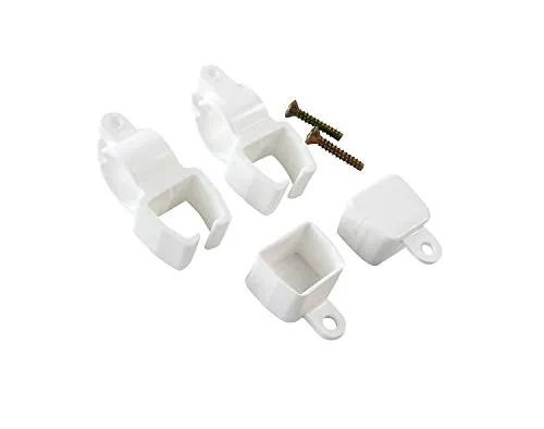 prodecoshop 2 Halter + 2 Kappen für U-Schienen, Universal U-Schienenhalter und Endkappen, weiß