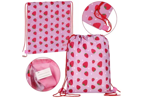 Sarcia.eu Turnbeutel Rosa Schuhbeutel, Schulumhängetasche in Erdbeeren, 32x38 cm