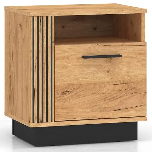 Lomadox Nachttisch 50 cm breit Nachtschränkchen Nachtschrank Bettschrank Betttisch modern in Eiche