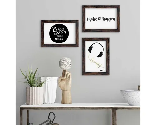 PHOTOLINI Bilderrahmen 3er Set, stabiles MDF-Holz, mit Acrylglas, extra Zubehör