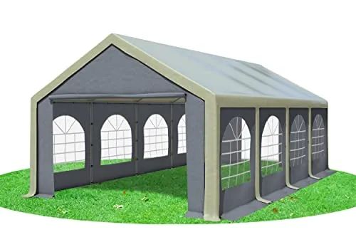 Stabilezelte Partyzelt 4x8m Modular Professional PVC 500 g/m² mit Fenster BRAUN GRAU