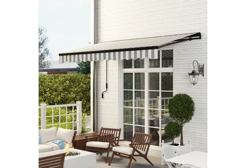 Outsunny Gelenkarmmarkise Aluminium, Polyester - Außenanbau, einfahrbare Markise aus Aluminium und Polyester, bietet sofortigen Schutz und ist stabil für jeden Außenbereich.