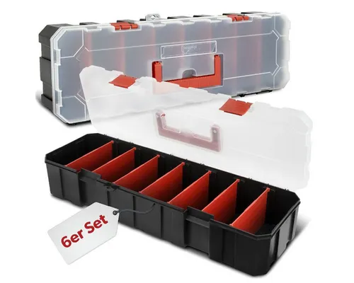 siwitec Sortimentskasten 6 x Sortimentskasten, 8 Fächer, 7 anpassbaren Trennstege, Sortierbox, (6 St)