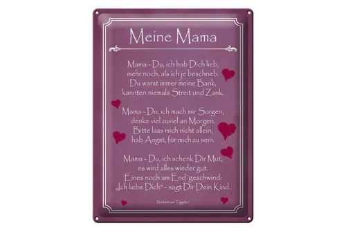 Femer GmbH Metallschild Spruch 30x40 cm Meine Mama, (1 St), gewölbte Oberfläche, abgerundete Ecken, umgeschlagene Kanten