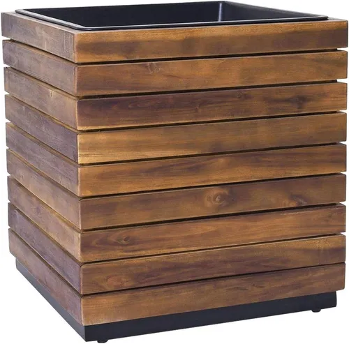 VIVANNO Pflanzkübel aus Akazie, 46x43 cm - Hochwertiger Pflanzenkübel aus robustem Akazienholz mit wetterfestem Kunststoffeinsatz. Ideal für drinnen und draußen, bringt natürlichen Charme in Ihr Zuhause.