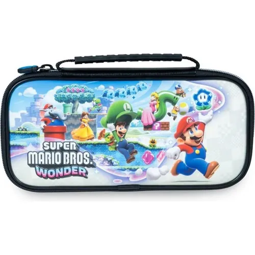 Super Mario Bros. Wonder - Deluxe Travel Case für Nintendo Switch - Gaming-Zubehör mit hard shell Design für optimalen Schutz. Verfügt über einen verstellbaren Stand und Platz für bis zu 5 Spiele sowie 2 Micro-SD-Karten.