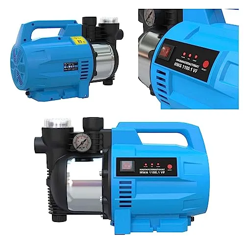 Güde Hauswasserwerk HWA 1100.1 VF - Leistungsstarke Gartenpumpe - Wasserpumpen für automatische Bewässerung mit 4600 l/h Fördermenge, ausgestattet mit Trockenlaufschutz und ergonomischem Tragegriff.