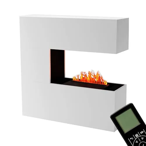 GLOW FIRE Elektrokamin Schiller - Realistischer Wasserdampfkamin mit 3D Effekt - Elektrokamine: Genießen Sie den täuschend echten 3D-Flammeneffekt und die entspannende Knisterfunktion, ideal für eine gemütliche Atmosphäre.