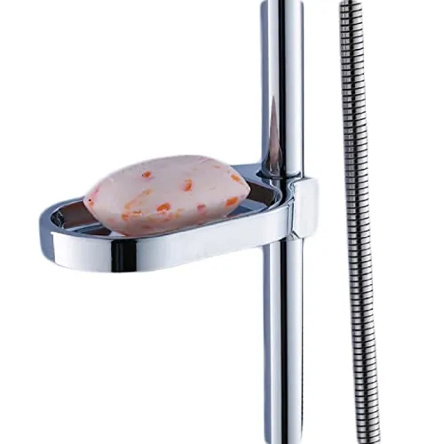 Produktbild Verstellbarer Seifenhalter für Duschstange – Chrom, passend für 22mm Tube