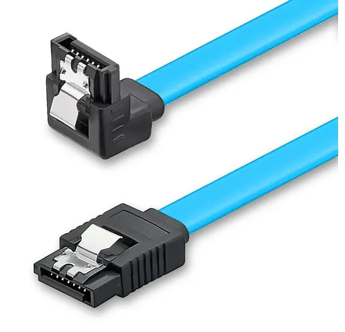 deleyCON deleyCON 0,3m SATA 3 Datenkabel mit Clip - 1x Winkel 90° Grad - S-ATA Computer-Kabel