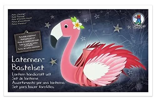 Ursus 18720008 - Laternen Bastelset, Flamingo, Set zum Basteln einer Laterne, für Kinder, inklusive Bastelanleitung, ideal für den nächsten Laternenlauf, Transparentpapier
