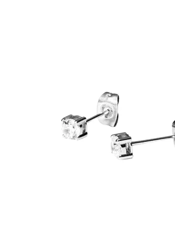 Purelei® Pristine Ohrstecker klein – Zeitlose Eleganz mit funkelndem Zirkonia, Edelstahl 18K vergoldet, 4 mm (Silver)