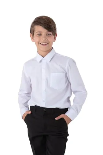 SANDER STELLAN Langarmhemd für Jungen - Elegantes Slim Fit Hemd in Weiß, ideal für festliche Anlässe und Partys, aus hochwertiger Mischung von 65% Polyester und 35% Baumwolle.