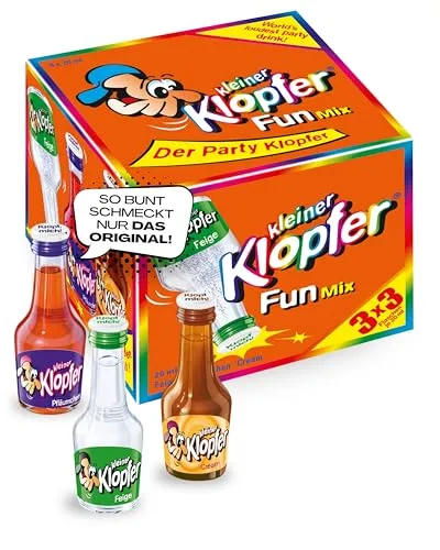 Kleiner Klopfer Fun Mix I 9 Mini Liköre à 20 ml I 3 beliebte Sorten Cream, Feige & Pfläumchen I 15-17% Vol. I Likör-Mix für Feiern, Geburtstag & Karneval