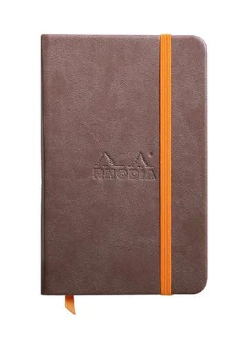 Rhodia 118643C Rhodiarama Book - A6 Notizbuch mit Gummizug, elegantes Kunstledercover in Schokoladenbraun und 96 Blatt liniert
