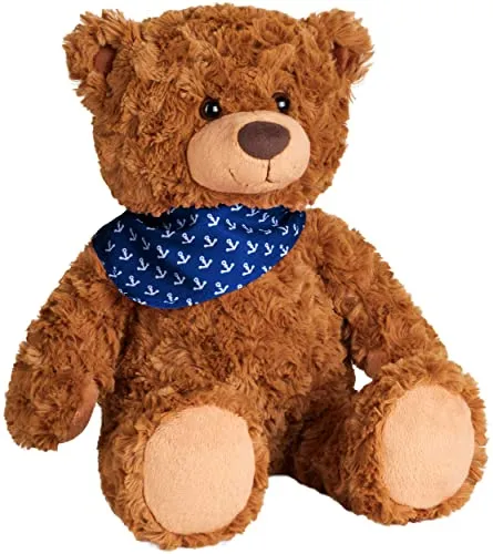 BRUBAKER Teddy Plüschbär mit Anker Halstuch Blau - 42 cm - Vintage Teddybär Plüschteddy Kuscheltier - Schmusetier mit besonders weichem Fell - Stofftier Braun