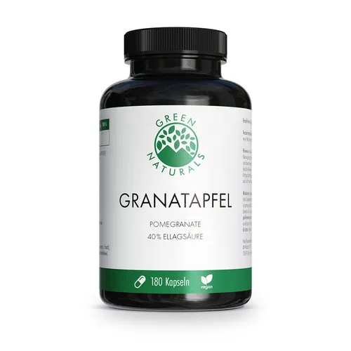 Green Naturals Granatapfel+40% Ellagsäur 180 St - Hochwertige Kapseln - Nahrungsergänzungsmittel mit 40% Ellagsäure für antioxidativen Schutz und Wohlbefinden - ideal für die tägliche Gesundheitsvorsorge.