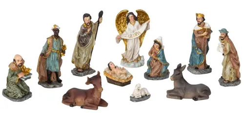 Geschenkestadl 11-teiliges Krippenfiguren Set für Weihnachten - Detailreiches 11-teiliges Krippenfiguren-Set aus hochwertigem Polystein. Ideal für kleine Krippenlandschaften oder als festliche Tischdekoration. Bringen Sie die Weihnachtsgeschichte stilvoll in Ihr Zuhause!