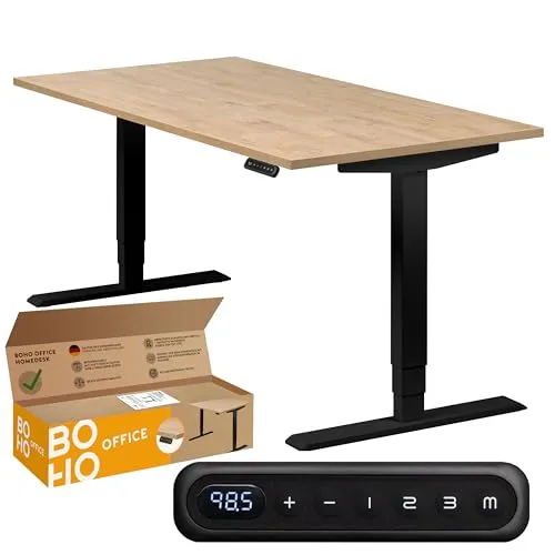 boho office® Höhenverstellbarer Schreibtisch 120 x 80 cm in schwarz von boho office