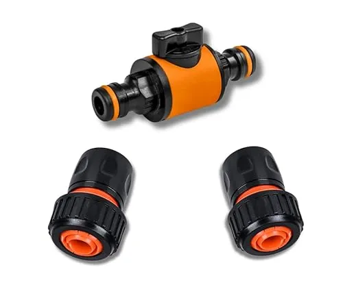 ABAZO Gartenschlauch-Anschlussnippel, Nippel mit Absperrventil, Regulierventil, Gartensprinkler, Nippel, Gartenschlauch-Schnellverbinder (3/4