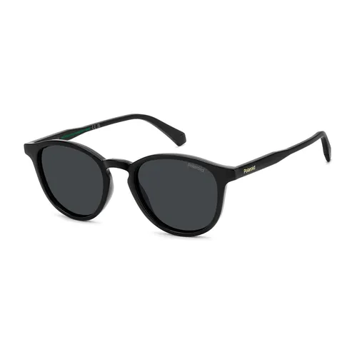 Polaroid PLD 4191/S Herren-Sonnenbrille - Stylische Vollrand Panto Sonnenbrille für Herren mit schwarzem Kunststoff-Gestell und grauen Gläsern, ideal für einen modischen Look im Freien.